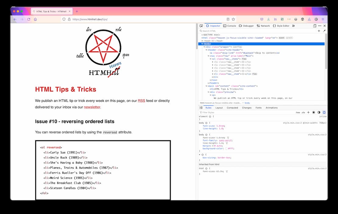 Firefox Dev Tools Screenshot.